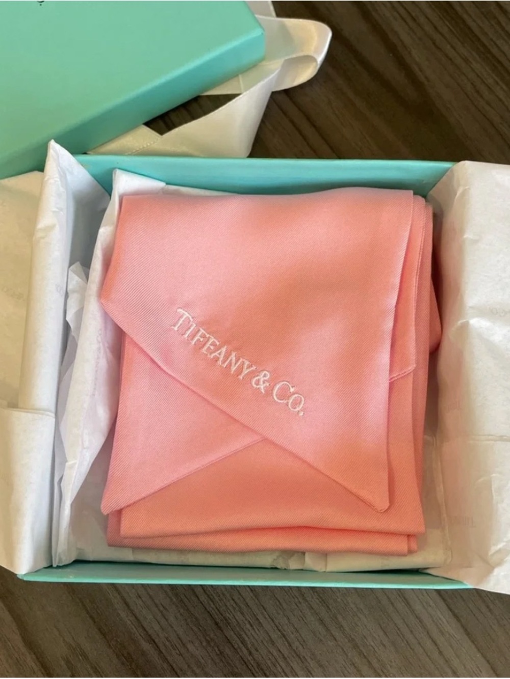 Tiffany & Co. Pink Silk Scarf